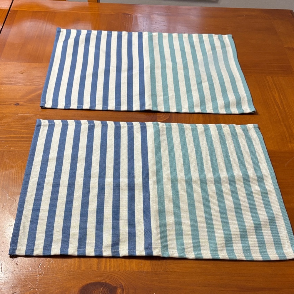 Katie Kime Striped Blue Aqua Placemats Set of 2